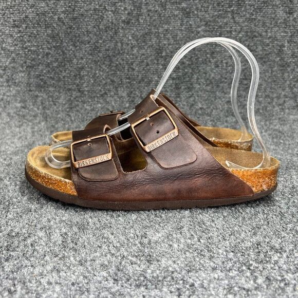 Birkenstock Arizona Sandals Women's Size 8 Brown Leather Buckle Slide Flip Flops - Picture 4 of 11